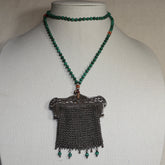 Antique Silver Purse with Malachite stone