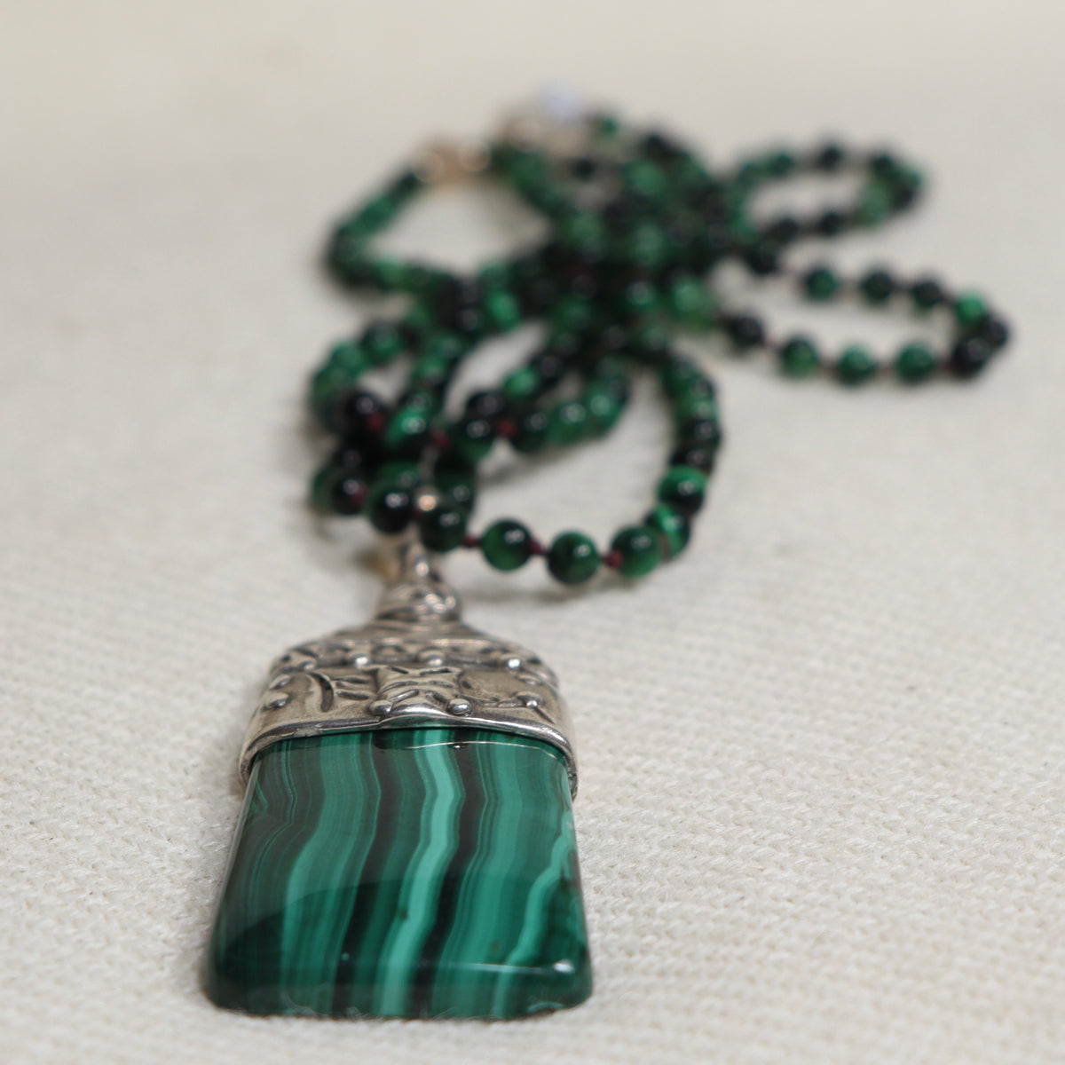 Malachite Stone with Malachite Chain