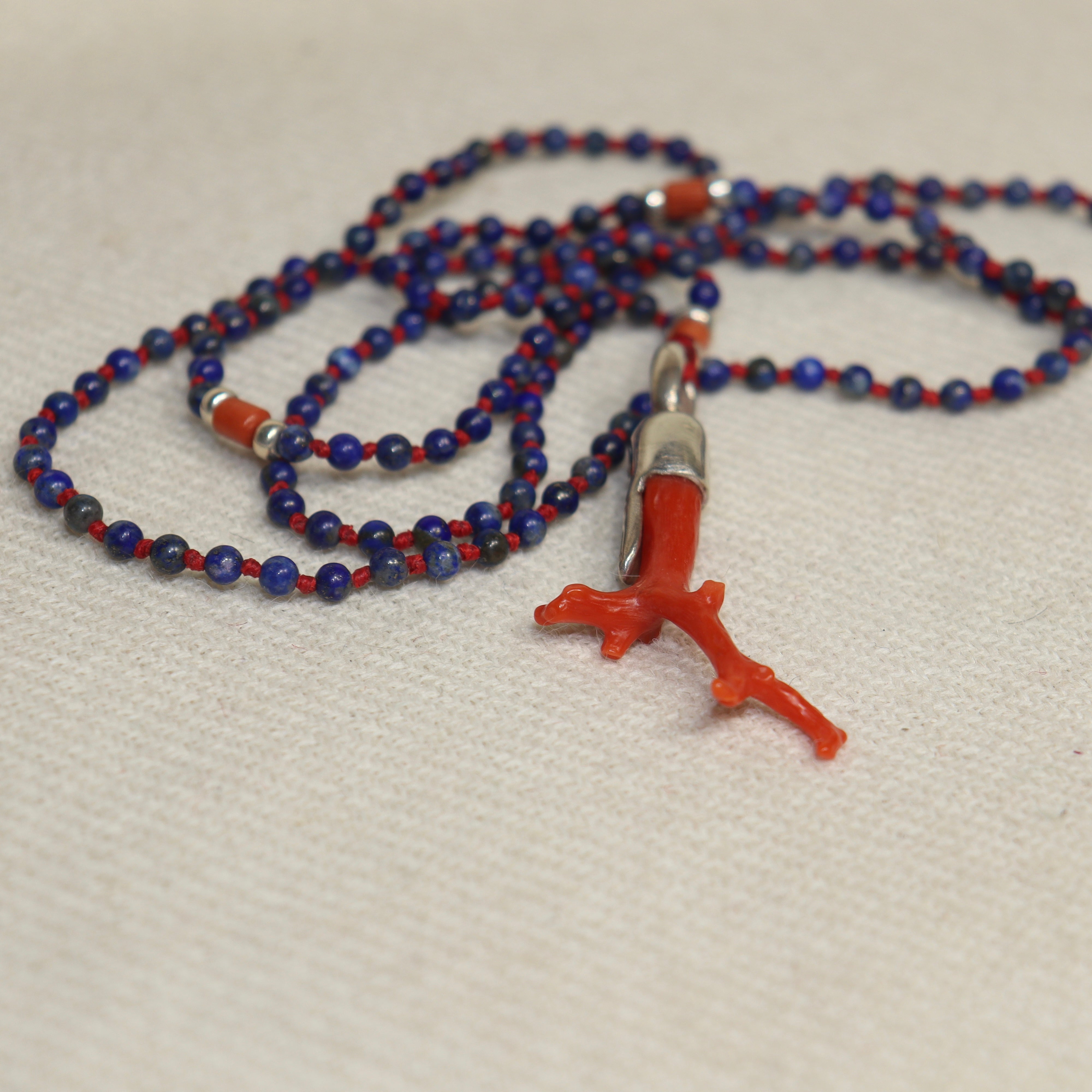 Coral Branch on a Lapis Chain