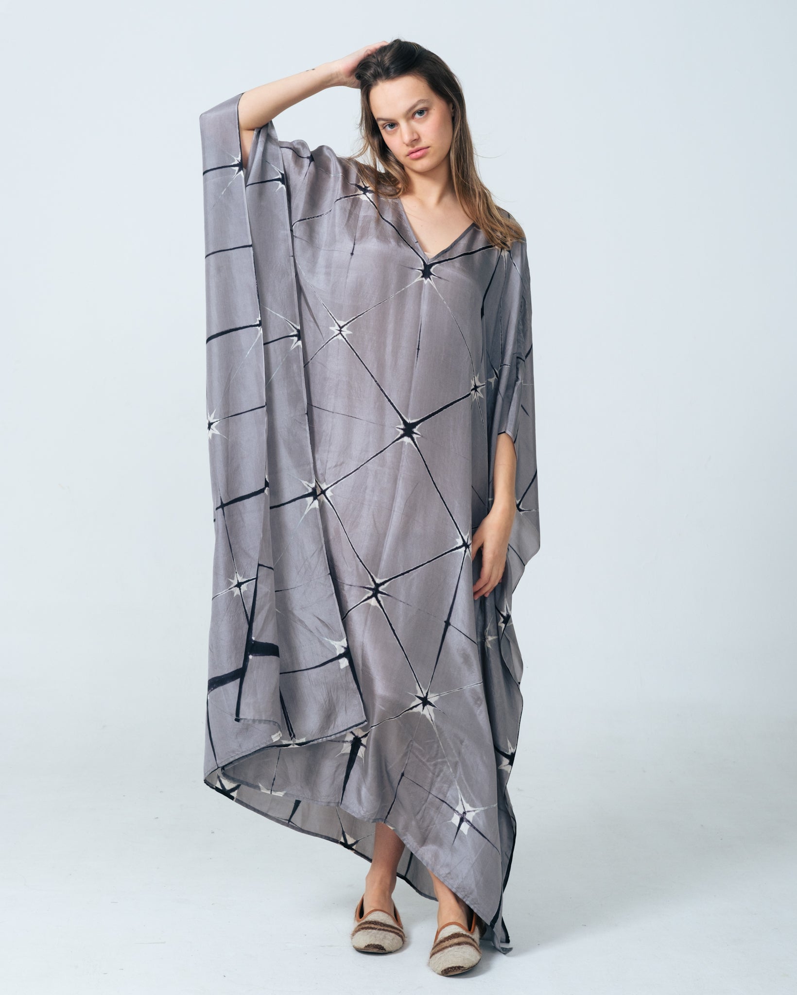 Silk Kaftan Itajime Iced and Green Silk Kaftan Itajime Iced and Green