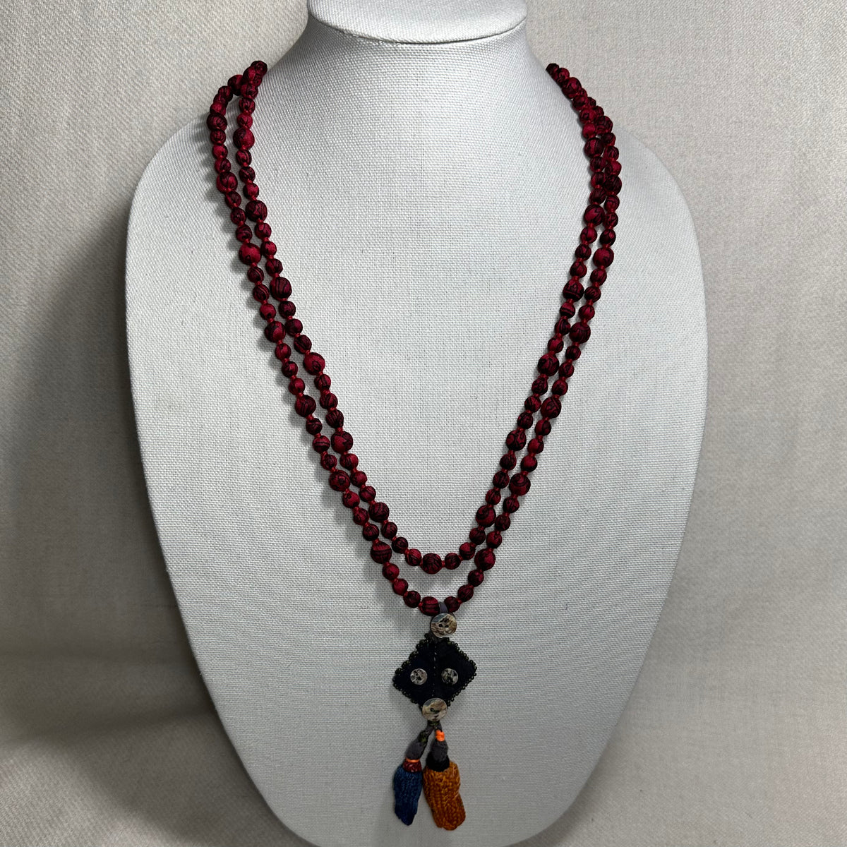 Double Strand, small beads Silk Necklace