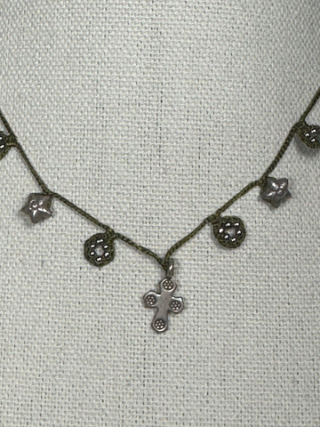 Silver Charm plus Brooklyn Crochet Necklace