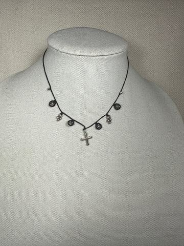 Black Simple Cross and Grapes