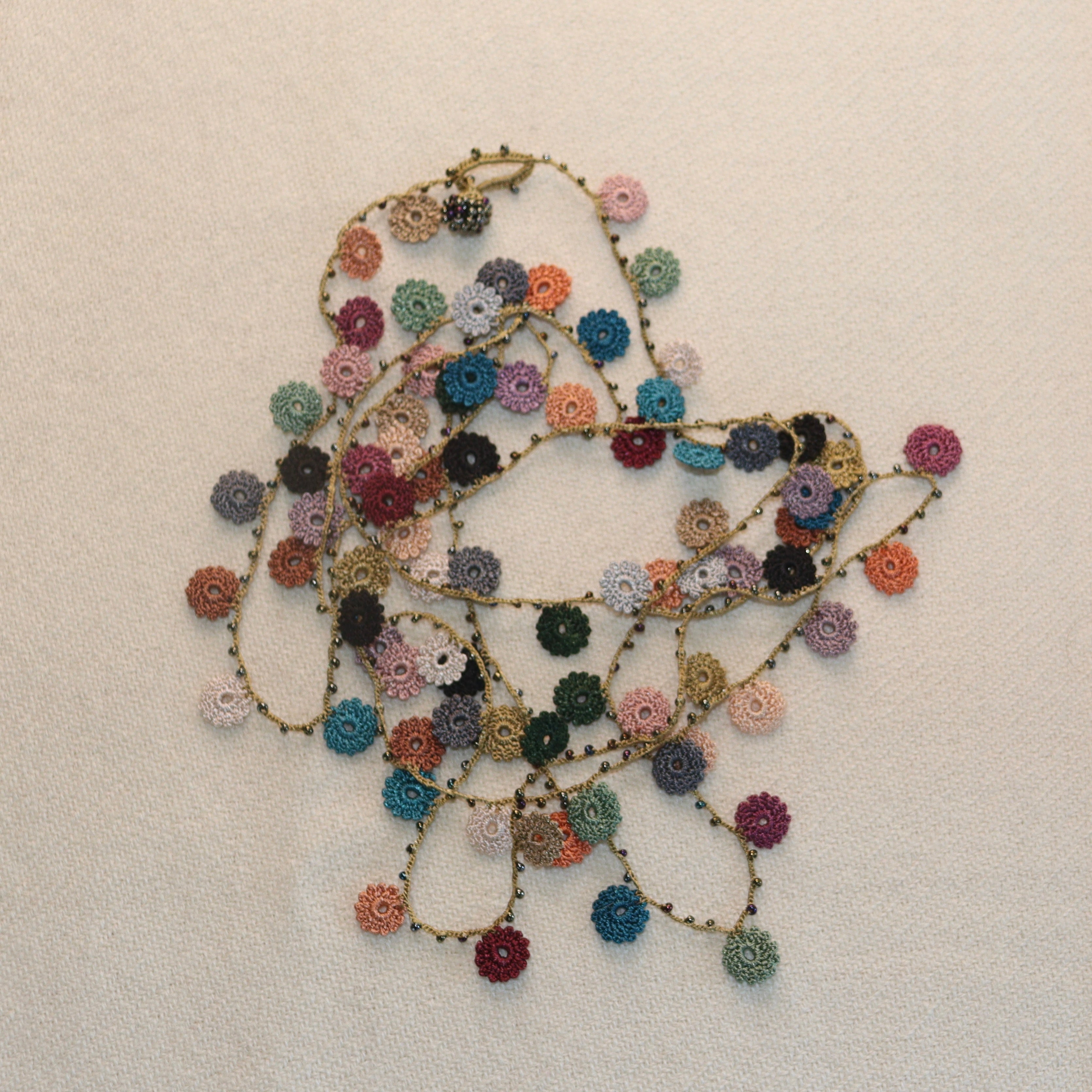 Classic Flower Long Crochet Necklace CFL001