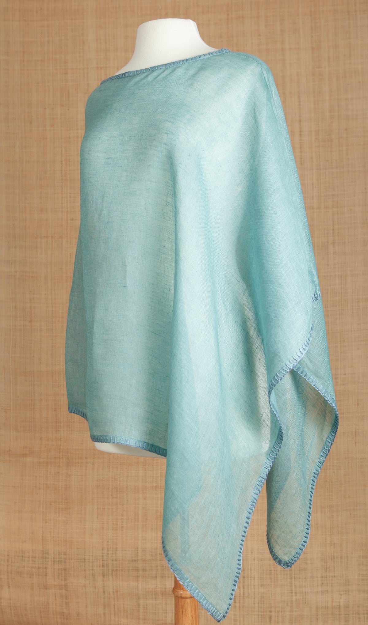 Soft Teal with Blanket Stitch