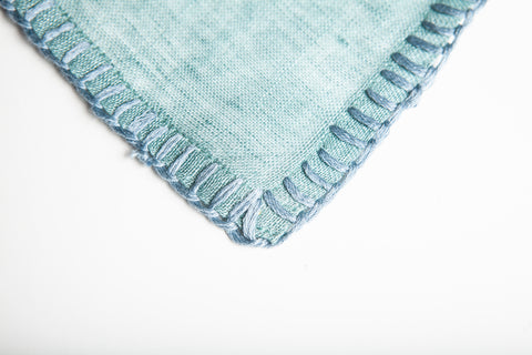 Soft Teal with Blanket Stitch