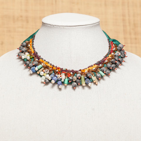 Narrow in Green Tribal Necklace
